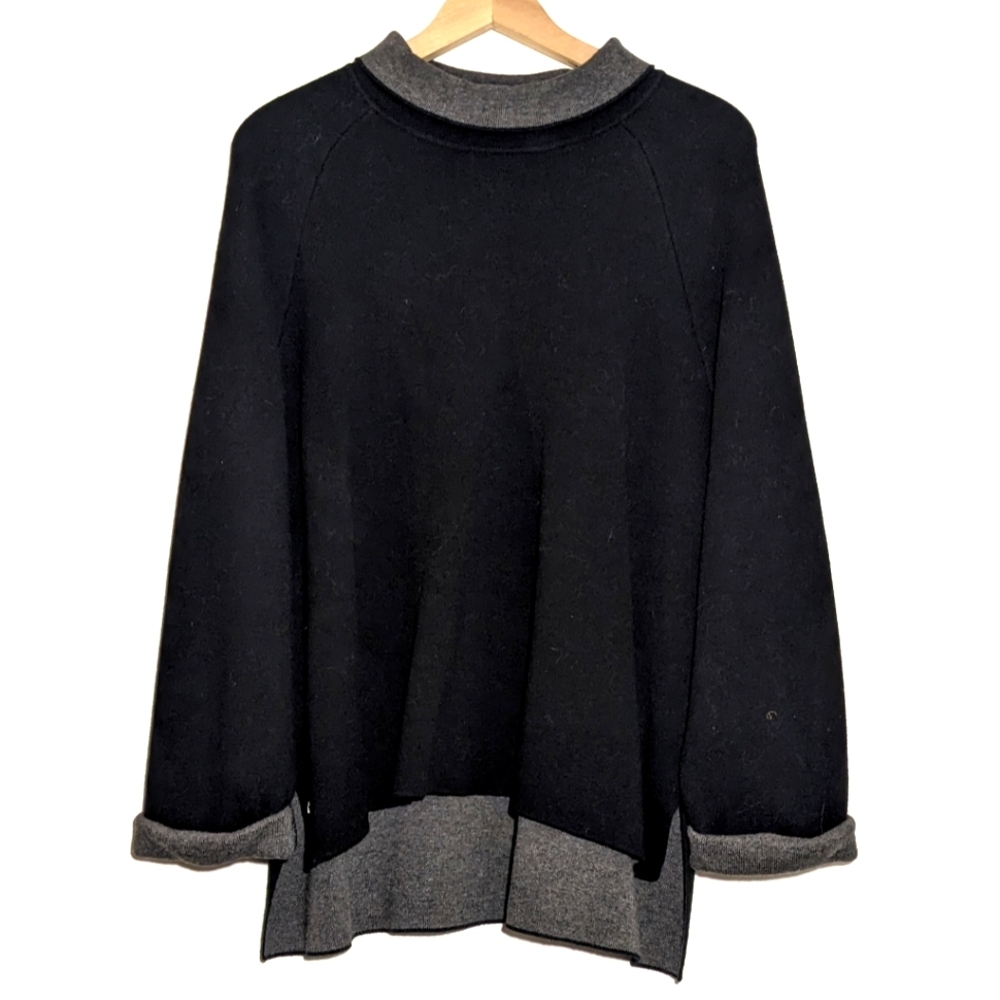 Reiss Chloe Black Gray Turtleneck Cashmere Blend Roll Neck Sweater Nigh Size M-L